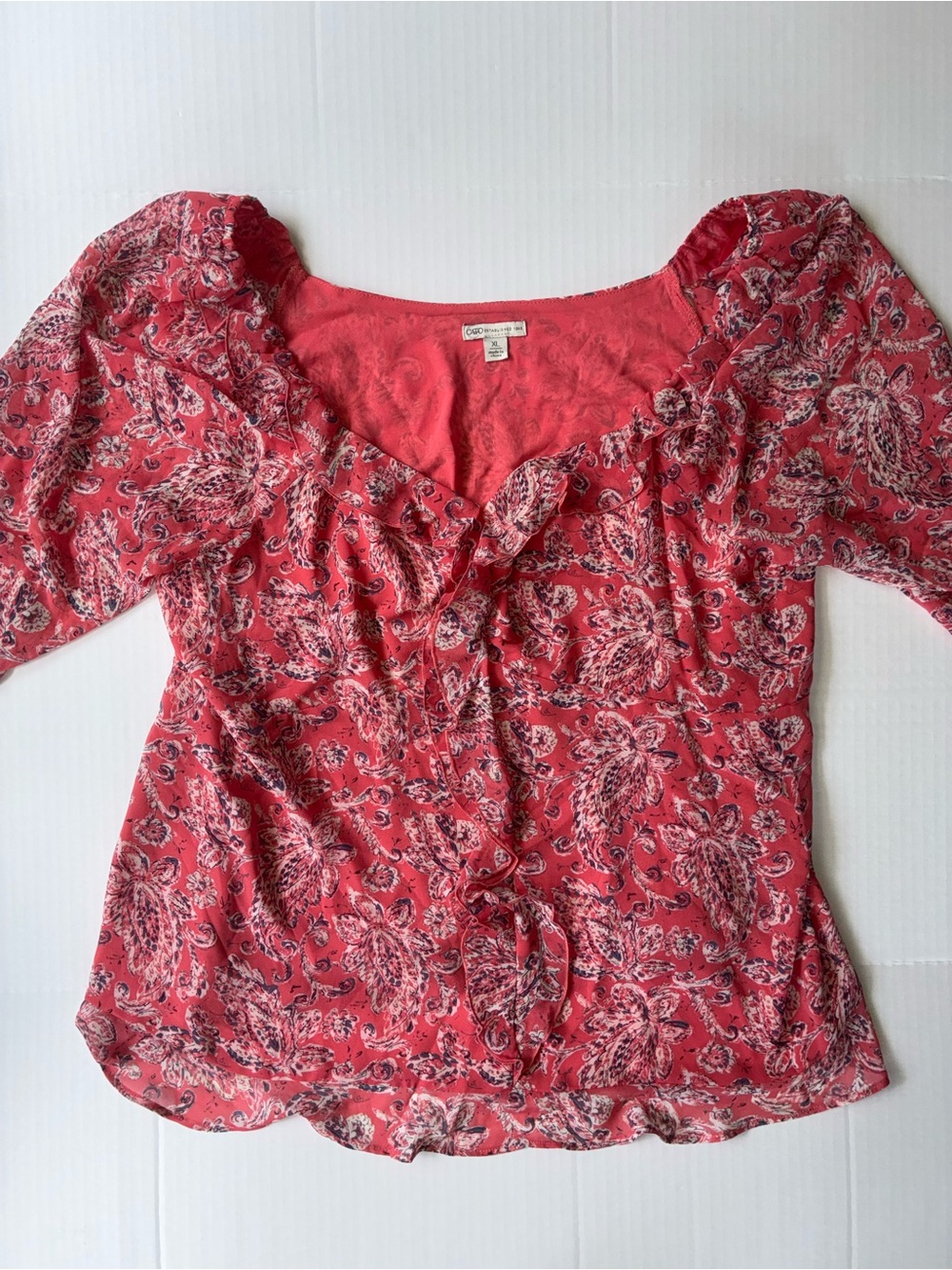 Cato women’s short sleeve floral flowy blouse in size XL